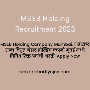 MSEB Holding Recruitment 2023, MSEB Holding Company Mumbai, महाराष्ट्र राज्य विद्युत मंडल होल्डिंग कंपनी मुंबई मध्ये विविध रिक्त पदांची भरती, Apply Now