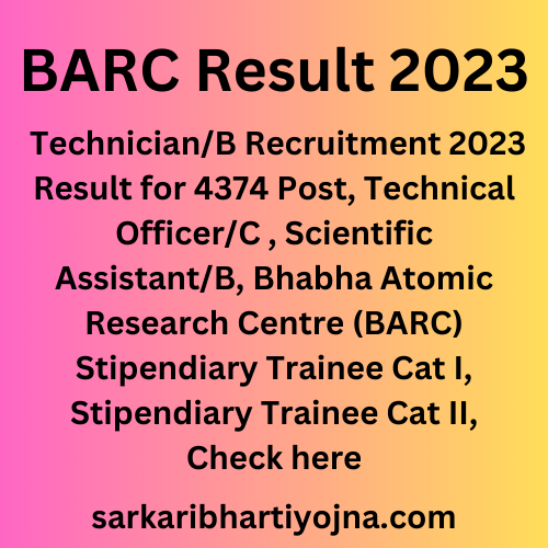 Barc Result Technician B Recruitment Result For Post