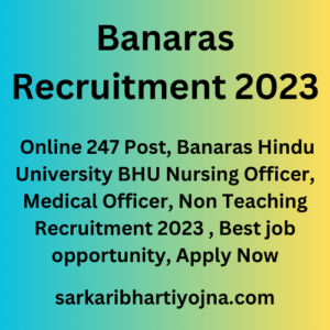 Banaras Recruitment 2023, Online 247 Post, Banaras Hindu University BHU Nursing Officer, Medical Officer, Non Teaching Recruitment 2023 , Best job opportunity, Apply Now