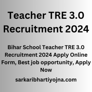 Teacher TRE 3.0 Recruitment 2024, Bihar School Teacher TRE 3.0 Recruitment 2024 Apply Online Form, Best job opportunity, Apply Now 