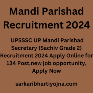 Mandi Parishad Recruitment 2024, UPSSSC UP Mandi Parishad Secretary (Sachiv Grade 2) Recruitment 2024 Apply Online for 134 Post,new job opportunity, Apply Now