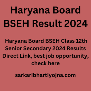Haryana Board BSEH Result 2024, Haryana Board BSEH Class 12th Senior Secondary 2024 Results Direct Link, best job opportunity, check here