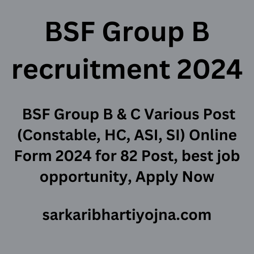 BSF Group B Recruitment 2024, BSF Group B & C Various Post (Constable ...